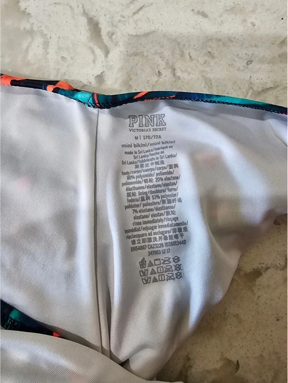 PINK Victoria's Secret Blue Halter Bikini Top with Tropical Print Bottoms